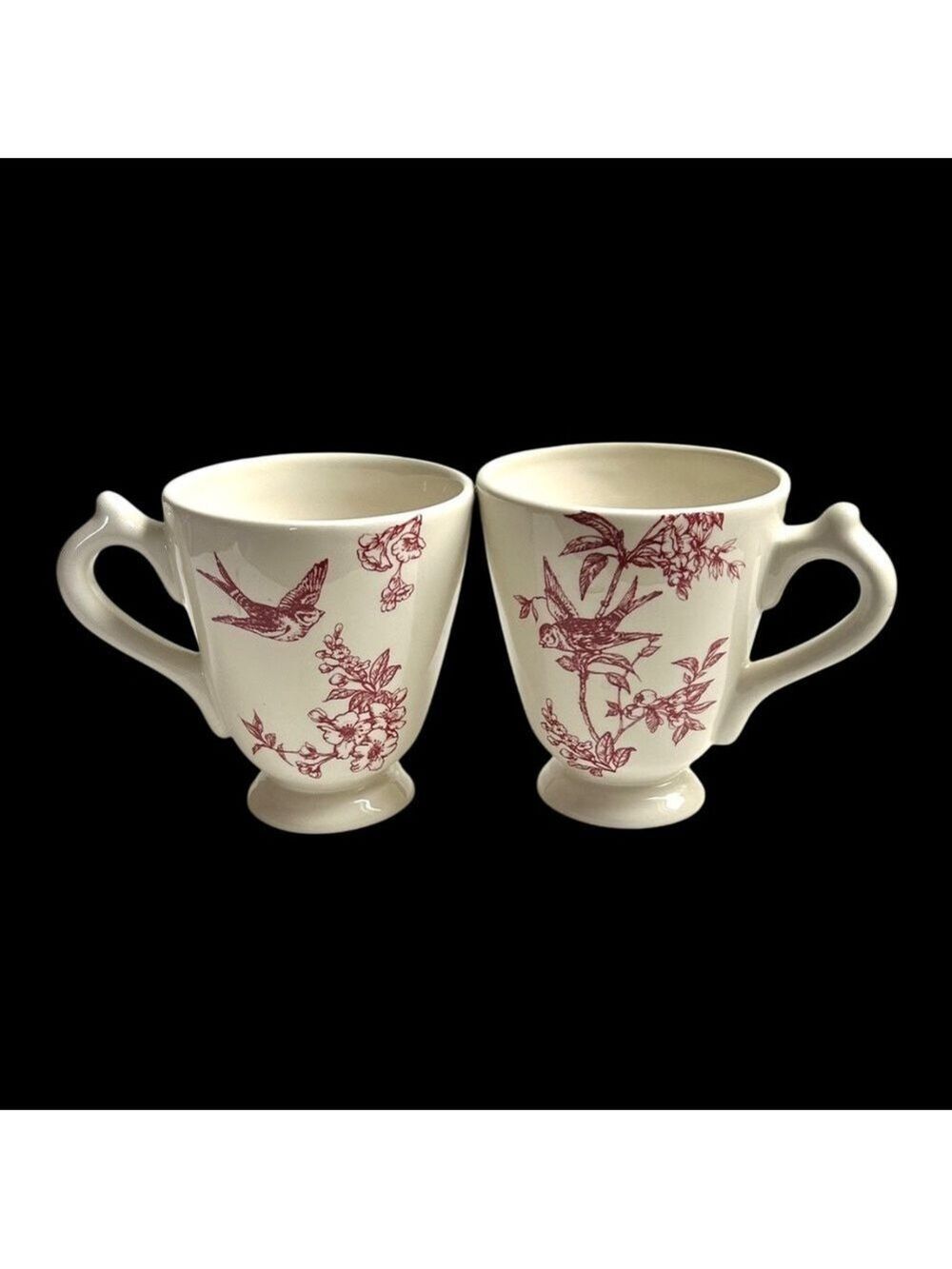 Two Vintage Bird Toile Red Elizabeth Trostli for Andrea by Sadek Mugs